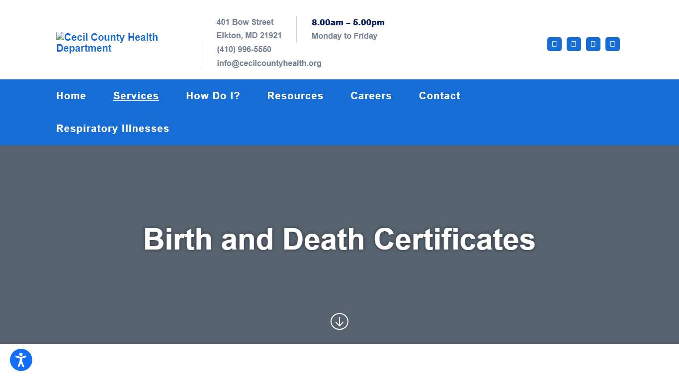 Birth and Death Certificates - Cecil County Health Department